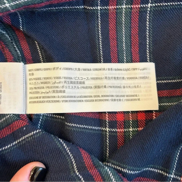 Hollister Boyfriend Fit Blue Red Green Plaid Flannel Button Down Shirt Sz L - Picture 7 of 9